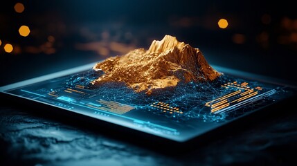 Detailed map of a rare earth element deposit integrated with a virtual twin simulation analyzing the feasibility of extraction and processing for sustainable resource management