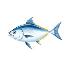 Obraz premium Watercolor-style tuna, isolated on a white background, soft and artistic portrayal of its features. PNG