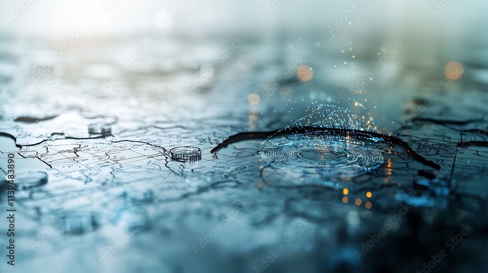Poster a detailed watershed management map combined with a virtual twin system that forecasts runoff patter
