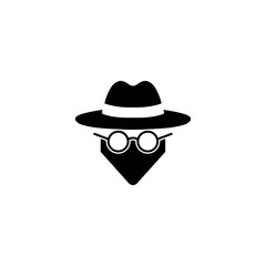 Spy Secret Agent logo, Private Incognito Mode Icon, Secure Browsing. Anonymous spy Agent Vector