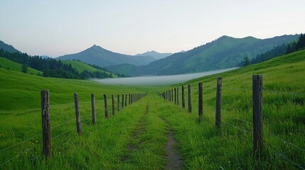 Mindfulness journey through peaceful green valleys nature landscape tranquil environment scenic viewpoint