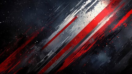 Naklejka premium Dynamic abstract art with bold texture. Expressive motion with diagonal strokes. Vivid red and black lines create modern design. Vibrant, urban composition for striking wallpaper.