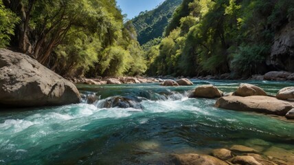 Naklejka premium Exploring Wild River Trails