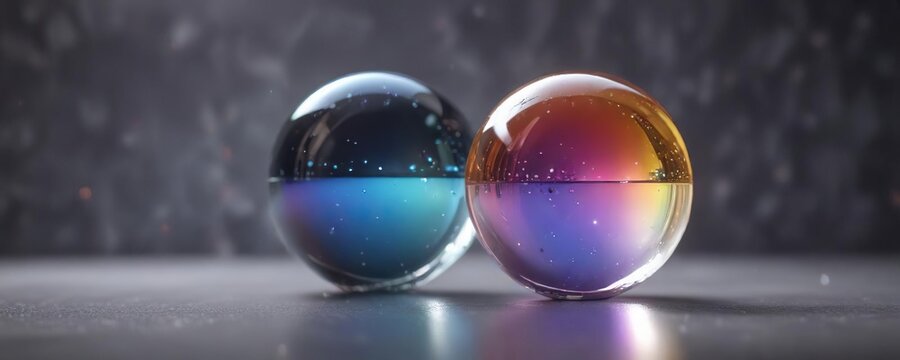 Sparkling rainbow suspended in a delicate translucent orb, filigree, intricate