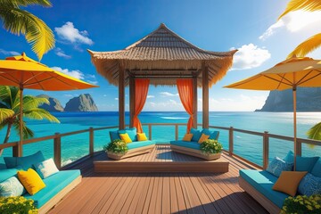 Obraz premium Stunning Summer Ocean Viewpoint Platform for Perfect Holiday Getaway