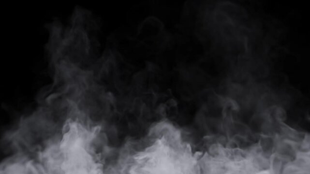 Mysterious smoke clouds floating movement on dark background effect rendering