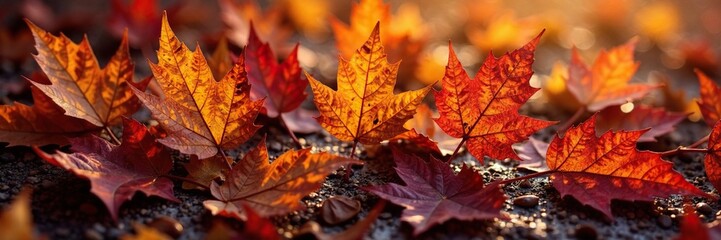 Mottled foglia di acero with veins of gold and copper in autumnal hues, warm colors, autumn leaves, leaf details