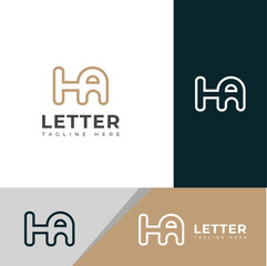 Creative HA, AH letter logo design template elements. Modern abstract digital alphabet letter logo