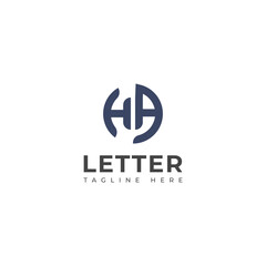 Creative HA, AH letter logo design template elements. Modern abstract digital alphabet letter logo