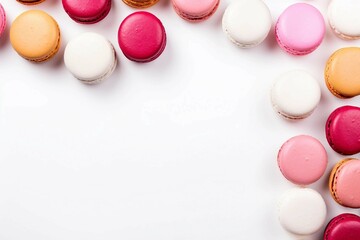 Obraz premium Valentine's Macaroons , Isolated white background, flat lay