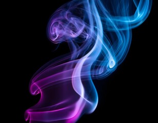 Naklejka premium Blue and Purple Smoke Swirls on Black Background