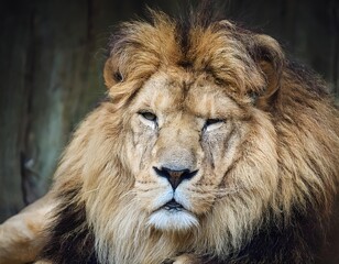 Naklejka premium Close-up Portrait of an Adult Male Lion