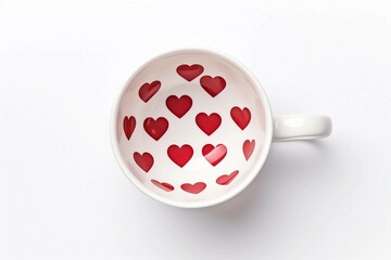Valentine's Mug, Isolated white background, flat lay 