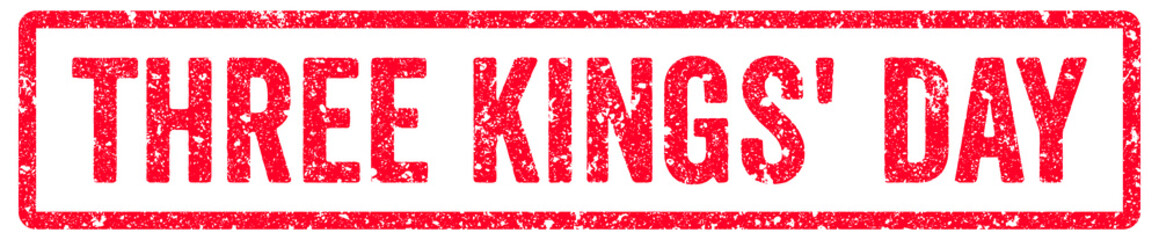 Three Kings' Day Stamp Transparent Seal, Red Grunge Three Kings' Day Word Rubber Stamp Seal