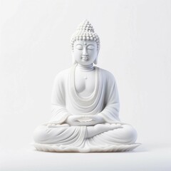 buddah sculpture , Isolated white background, flat lay 