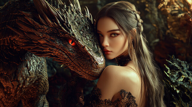 Mysterious Woman and Dragon