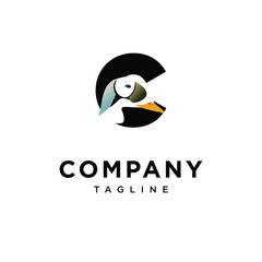 Letter C Spectacled Eider Logo Icon Vector