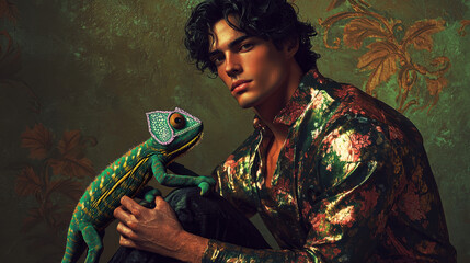 Man with Chameleon
