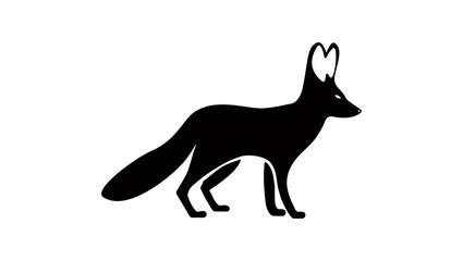 Fennec fox emblem, black isolated silhouette