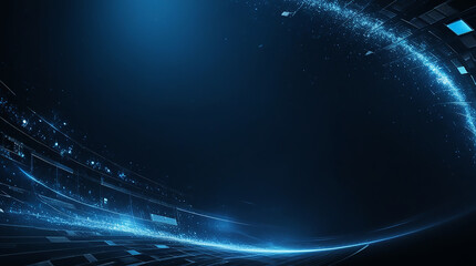 Wave of particles. Abstract Blue Geometric Background. Big data visualization. Data technology abstract