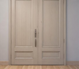 Fototapeta premium Light gray ash wood doors with a slight warm tone, door finish, home decor inspiration