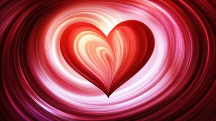 A dreamy abstract background of swirling red and pink hues forming the shape of a heart, symbolizing passionate love.