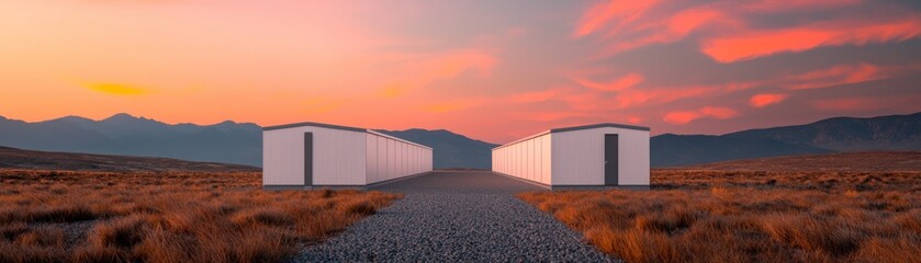 Obraz premium Rural Power Storage Units in Vibrant Landscape