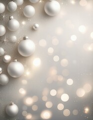 white and blue blurry bokeh abstract background with white and silver bokeh beautiful shiny lights and Christmas ornaments