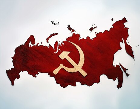 Outline map of the Russian Federation, Russia with the hammer and sickle