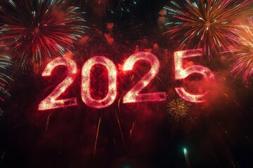 Fireworks with the text "2025"