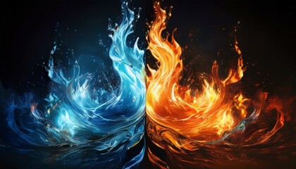 Fire And Water On Black - Opposite Energy - Balanced.