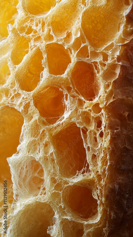 Poster the image is of a piece of bread with a lot of holes in it