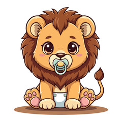 Cute Lion Standing Cartoon Vector Icon Illustration. Animal Nature Icon Concept Isolated Premium Vector. Flat Cartoon Style