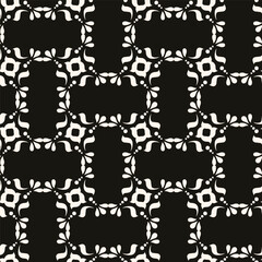 Simple minimalist geometric seamless pattern. Abstract monochrome minimal background with small floral shapes. Subtle repeat design for decor, print.