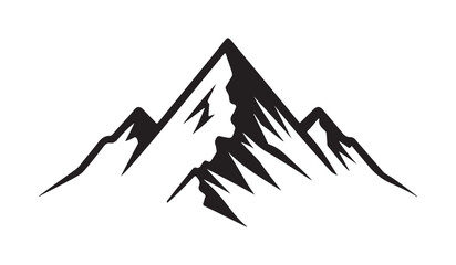 Mountain silhouette vector on white background. Single mountain silhouette. Mountain vector.