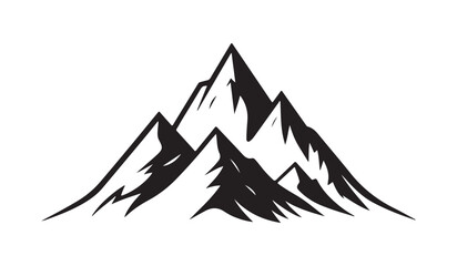 Mountain silhouette vector on white background. Single mountain silhouette. Mountain vector.