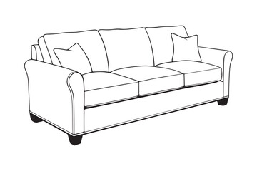 Sofa line art vector design on white background. Sofa isolated on white background