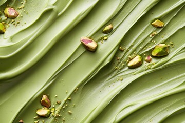 Creamy Matcha Pistachio Spread Texture – Close-up of Green Gourmet Dessert Background