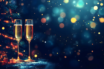 Festive Sparkling Champagne Illustration