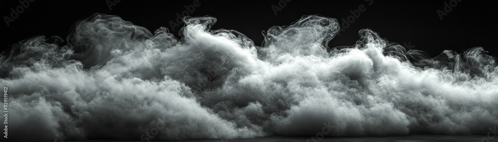 Poster layers of swirling clouds form a captivating display against a dark backdrop