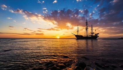 Fototapeta premium sailboat at sunset