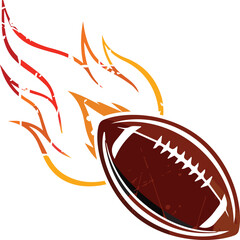 American football with fire clipart vector file rugby ball sports illustration of ball with fire 