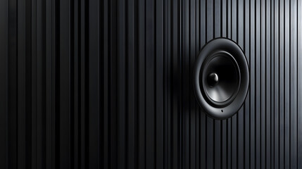 A loudspeaker on a black wall background, in 3D illustration.