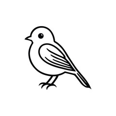 little bird silhouette line art vector logo