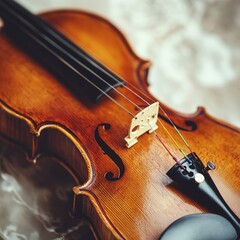 Fototapeta premium Polished Violin Closeup Warm Tones and Intricate Detail