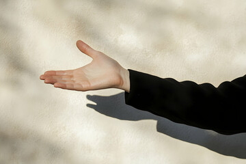 Open Hand Gesture Illustration Beige Background