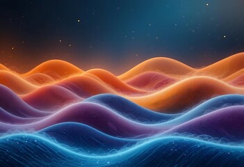 Obraz premium Gradient waves intersected by dotted lines and nodes