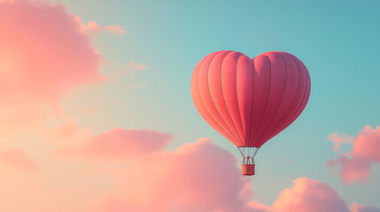 Naklejka premium Valentine's Day creative banner. Surprise gift with red ribbons and red heart shaped on background. Valentines day concept. copy space 