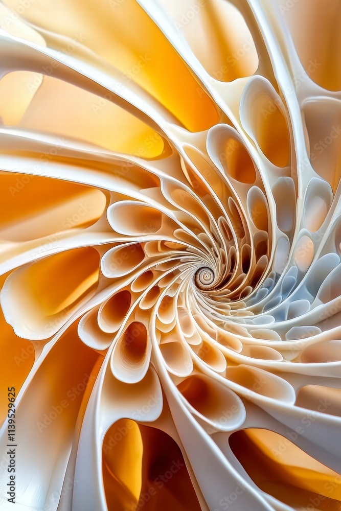 Poster abstract spiral shell pattern in warm tones