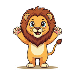 Cute Lion Standing Cartoon Vector Icon Illustration. Animal Nature Icon Concept Isolated Premium Vector. Flat Cartoon Style